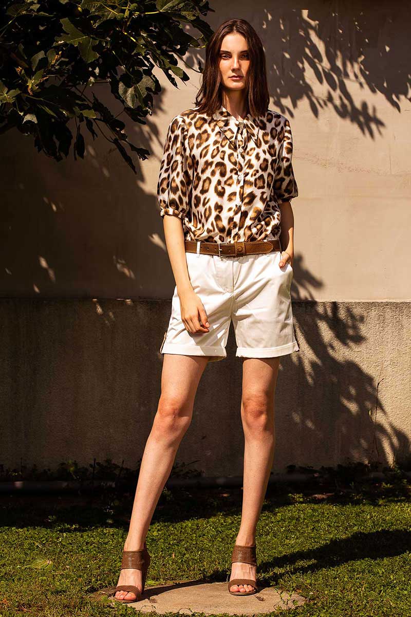 Safari Shorts Weiß-Gold