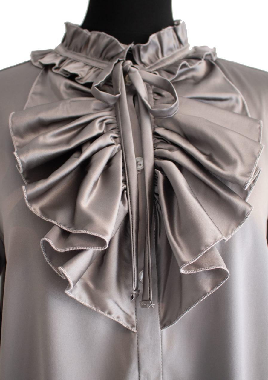 Jabot Seidenbluse Silber