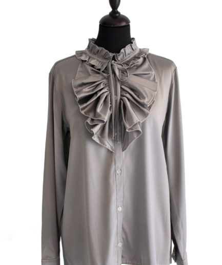 Jabot Seidenbluse Silber