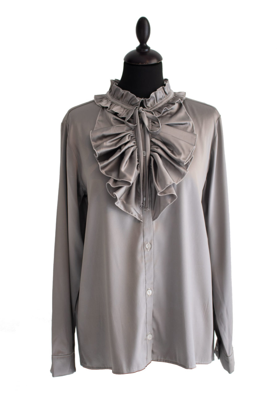 Jabot Seidenbluse Silber