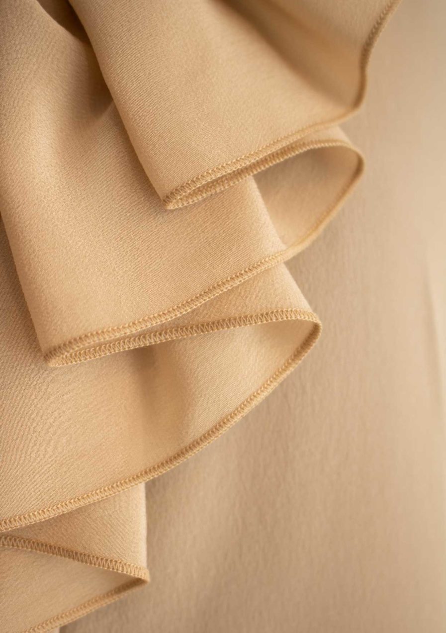 Jabot Seidenbluse Beige