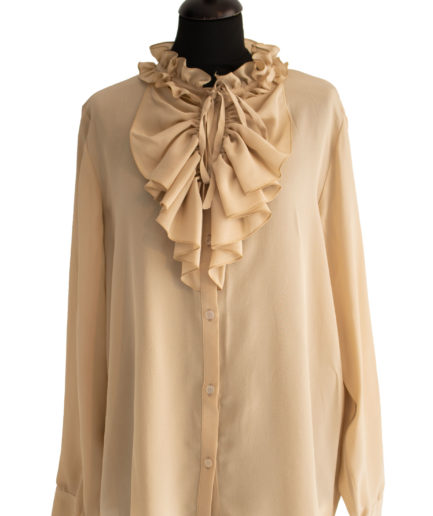 Jabot Seidenbluse Beige