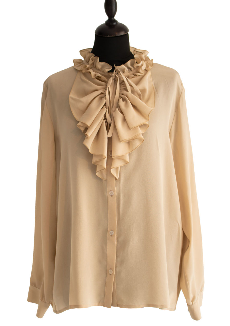 Jabot Seidenbluse Beige