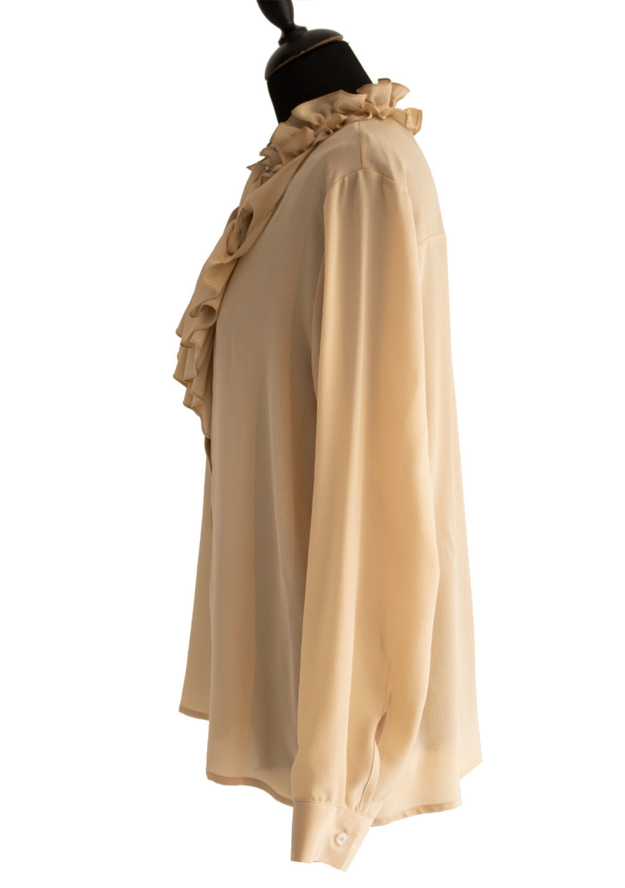 Jabot Seidenbluse Beige