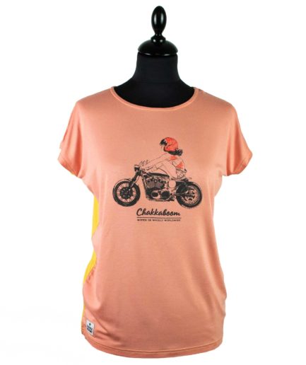 Moto T-shirt Bikergirl Rosa-Gelb