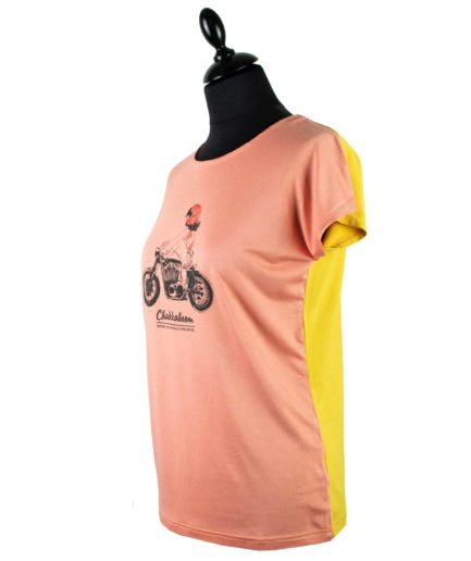 Moto T-shirt Bikergirl Rosa-Gelb
