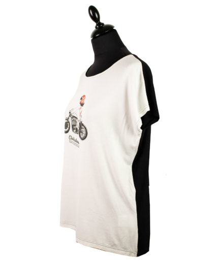 Moto T-shirt Bikergirl Schwarz-Weiß