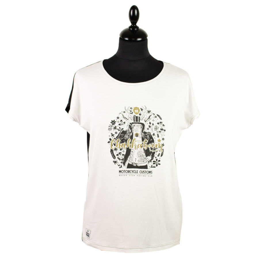 Moto T-shirt Jackalope Weiß-Schwarz
