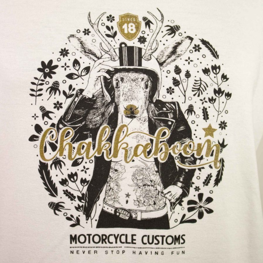 Moto T-shirt Jackalope Weiß-Schwarz