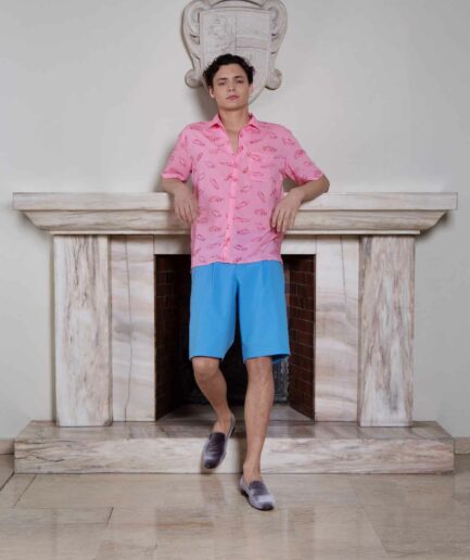 Carlo Shirt Pink Cadillac_Mario Shorts Azzurro