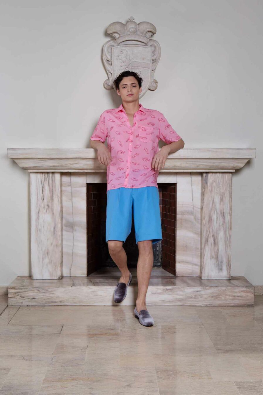 Carlo Shirt Pink Cadillac_Mario Shorts Azzurro