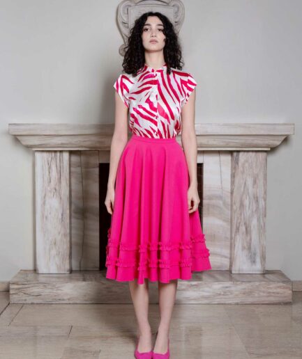 Aneta Blouse Pink Zebra_Enrica Skirt Pink