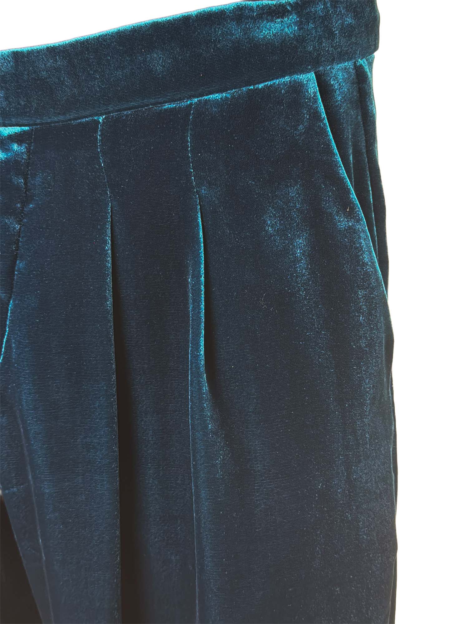 Herrenhose Antonio Seidensamt Petrol Detail