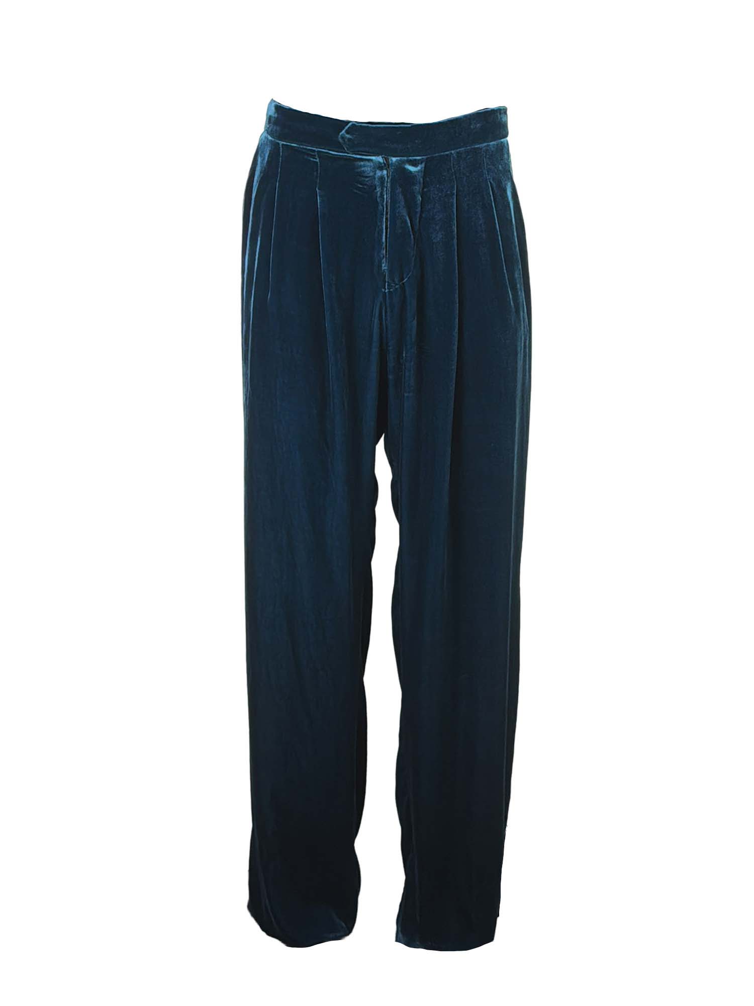 Herrenhose Antonio Seidensamt Petrol Front (1)